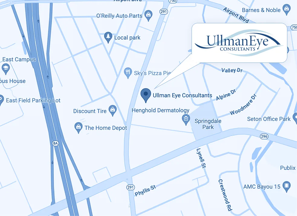 Map showing Ullman Eye Consultants across from Home Depot